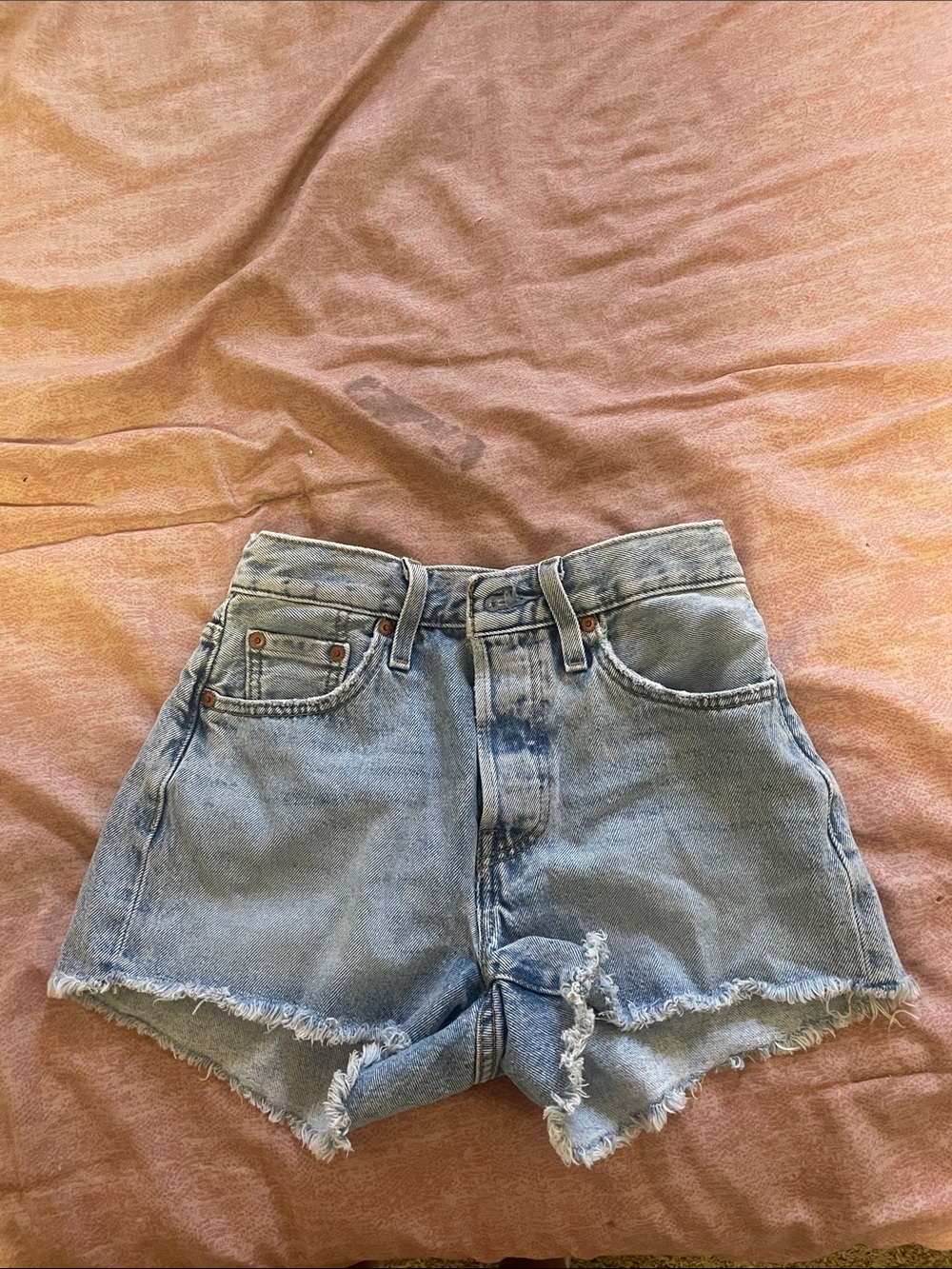 Levi's Light Blue Denim Frayed Cutoff Shorts